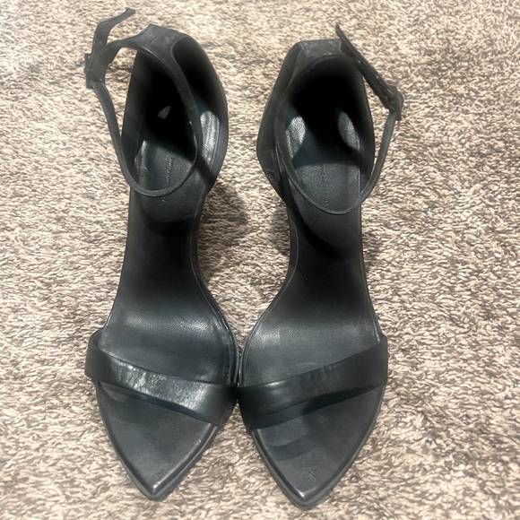 ZARA black strappy leather sandal heels ankle strap sold out blogger US 8 EU 39 - Picture 1 of 6